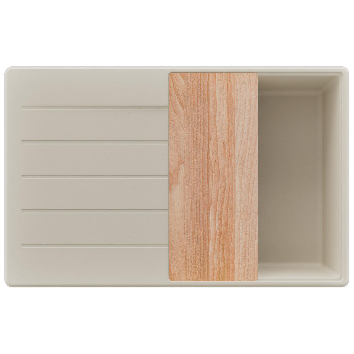 SPÜLBECKEN Kopenhagen, 2-er set Beige 78/50 cm 1 Becken + Ablauf-Set + Schneidebrett ab 50er Unterschrank - Beige, Kunststoff (78/20/50cm) - Primagran