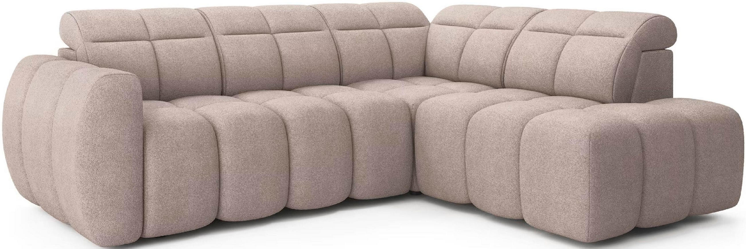 ECKSOFA mit elektrischem Sitzvorschub, Bettkasten und verstellbare Kopflehnen - Beige, Naturmaterialien/Textil (208/258cm) - Eltap