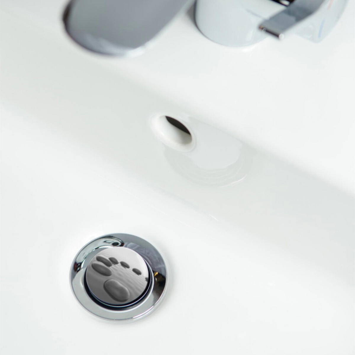 WASCHBECKENSTÖPSEL Black Stones - Grau, Kunststoff/Metall (4/7/7cm) - Sanilo