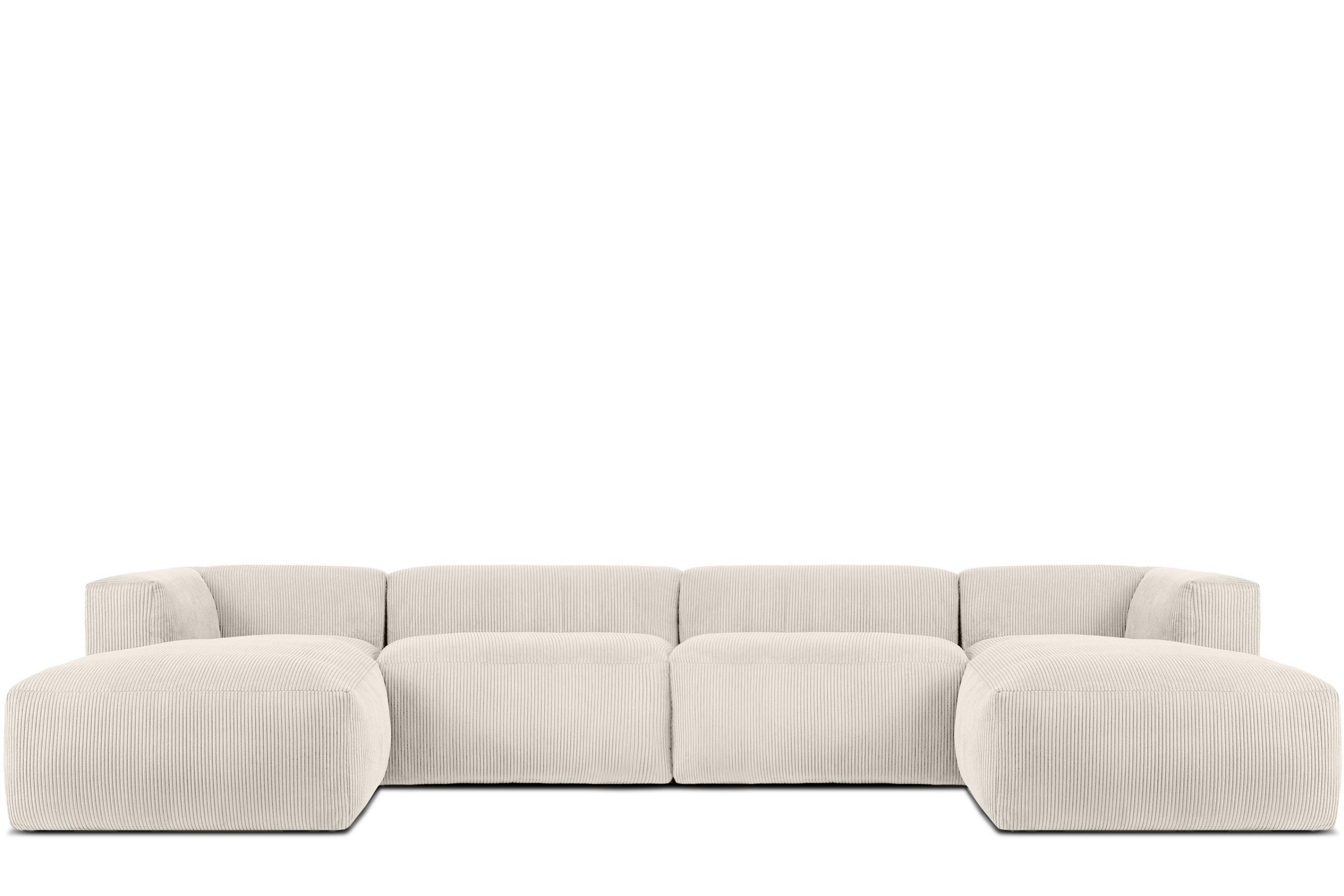PANORAMA-ECKSOFA BUFFO 7/8 Sitzer mit extrem weicher Sitzfläche, Kordstoff, cremefarben - Creme, Textil (424/73/180cm) - KONSIMO®