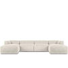 PANORAMA-ECKSOFA BUFFO 7/8 Sitzer mit extrem weicher Sitzfläche, Kordstoff, cremefarben - Creme, Textil (424/73/180cm) - KONSIMO®