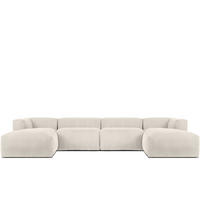 PANORAMA-ECKSOFA BUFFO 7/8 Sitzer mit extrem weicher Sitzfläche, Kordstoff, cremefarben - Creme, Textil (424/73/180cm) - KONSIMO®