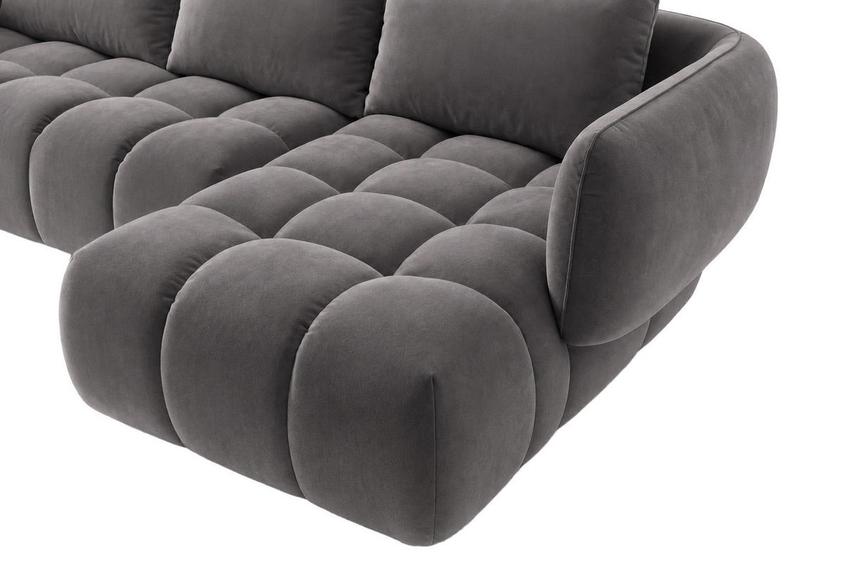 ECKSOFA L-Form, Veloursstoff Bluvel, Aschgrau, Rechts, SEVIO L - Grau, Holz (242/175cm) - Kaiser Möbel