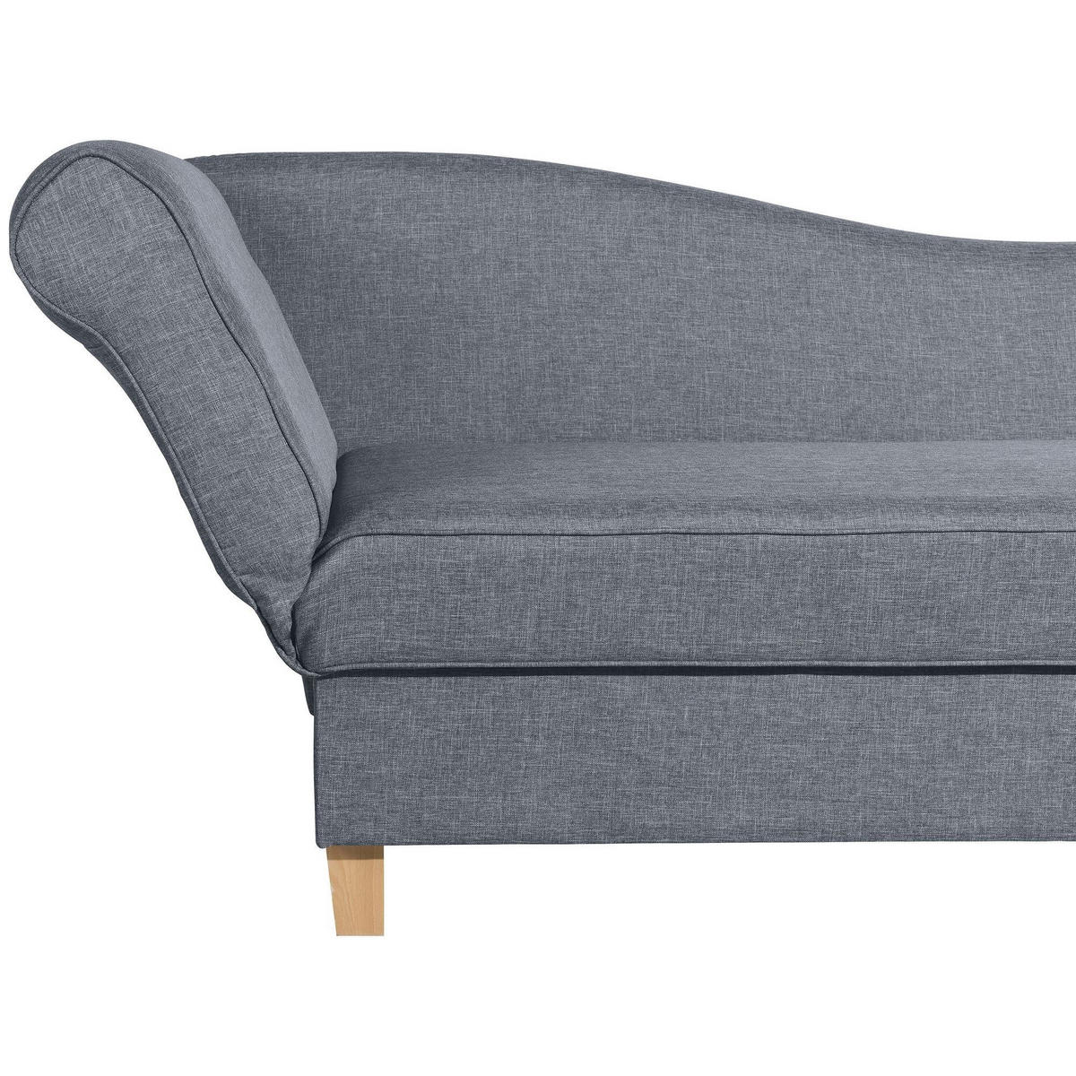 RECAMIERE mit Armteil links klappbar Katia Bezug Flachgewebe Buche natur / denim - Blaugrau, Kunststoff (190/82/88cm) - 58aufmkessel
