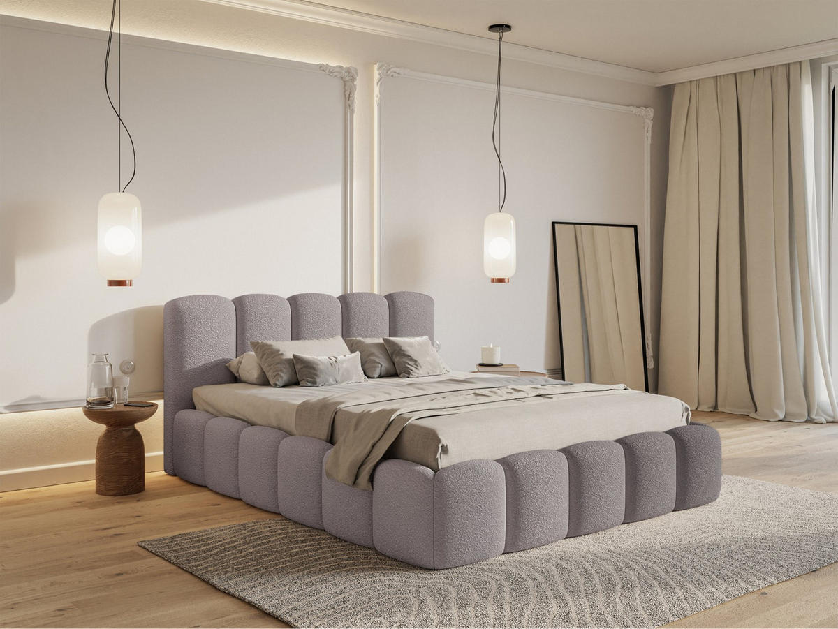 POLSTERBETT Cloudy II Taupe 140x200 cm - Graubraun, Holz/Textil (140/200cm) - Selsey