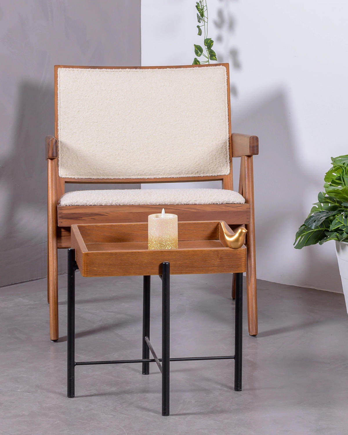 SESSEL Boucle Weiß - Weiß, Holz (59/70/58cm) - Nest Dream
