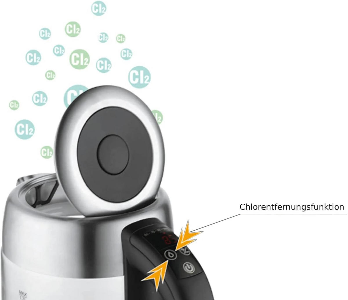 WASSERKOCHER AD1247 Silber mit Temperatureinstellung - Transparent, Metall (22/26/19cm) - Adler