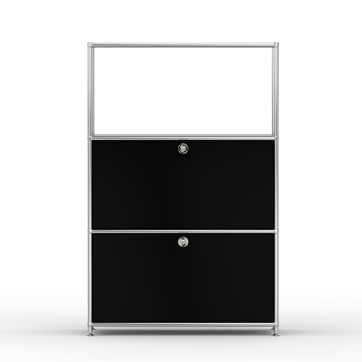 HOCHSCHRANK, 1 offenes Fach, 2 Klappen, Breite 77 cm, Graphitschwarz - Chromfarben/Silberfarben, Metall (40/118/77.2cm) - Versee