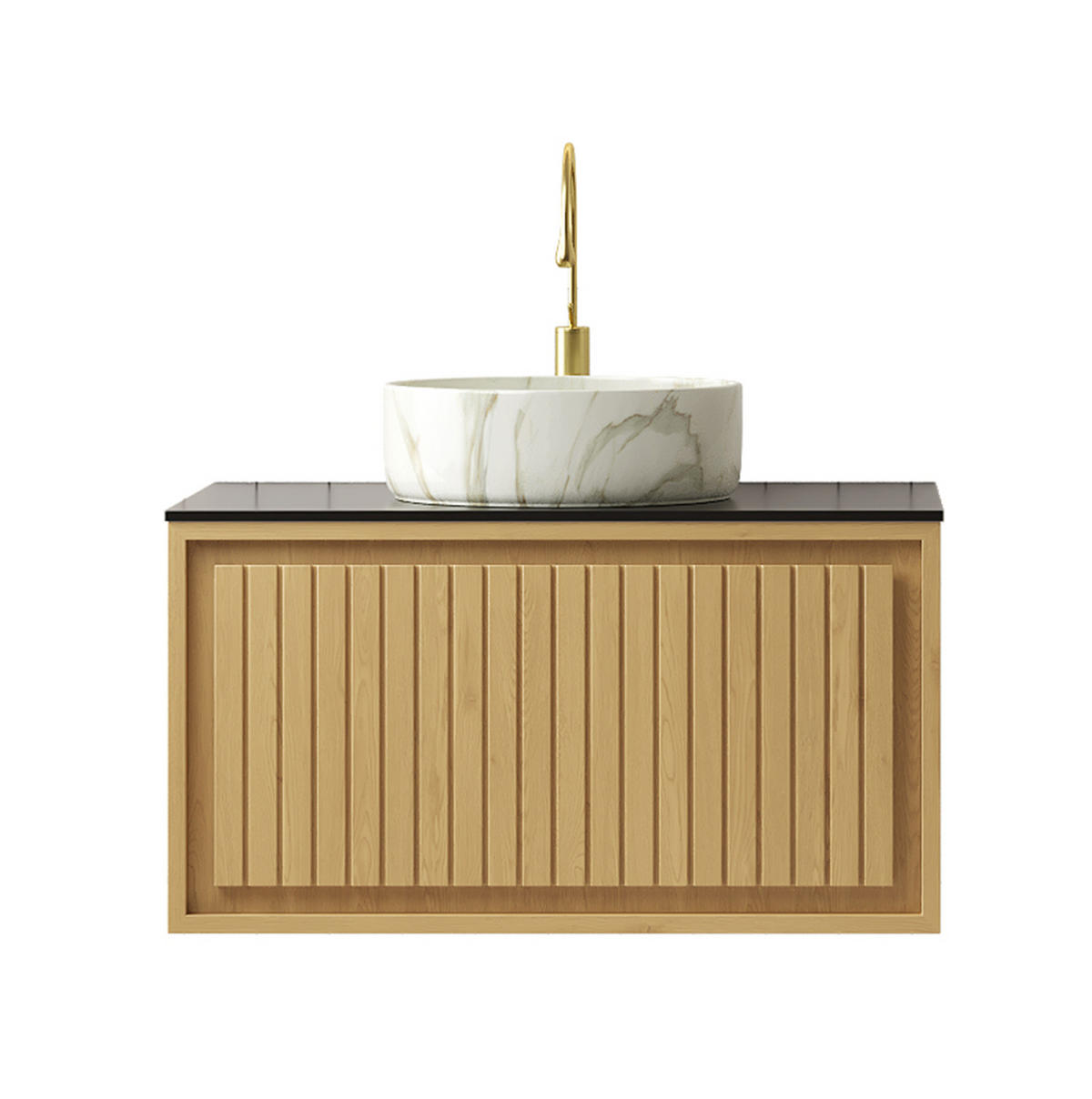 WASCHTISCHKOMBI 61 cm aus Keramik und Sinterstein mit Soft-Close - Eichefarben, Keramik (76/53/48cm) - OKMYHOME
