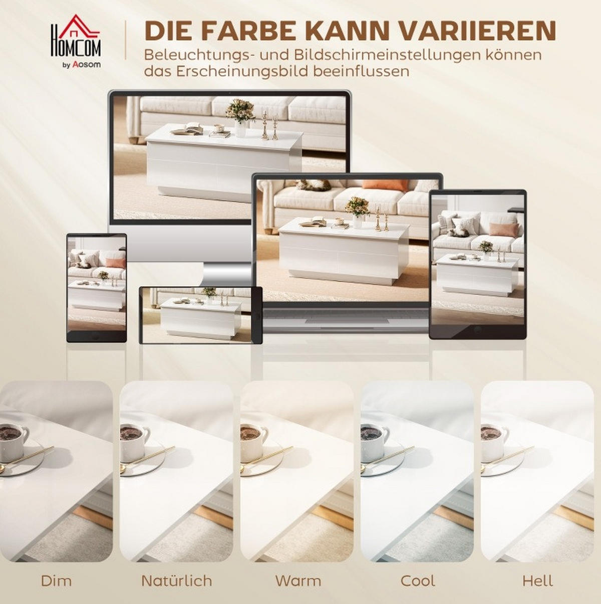 COUCHTISCH 102/48/40 cm höhenverstellbar mit Stauraum und 2 Schubladen aus Holz und Metall, Hochglanz Weiß - Weiß, Holzwerkstoff (102/48/54.5cm) - Redom