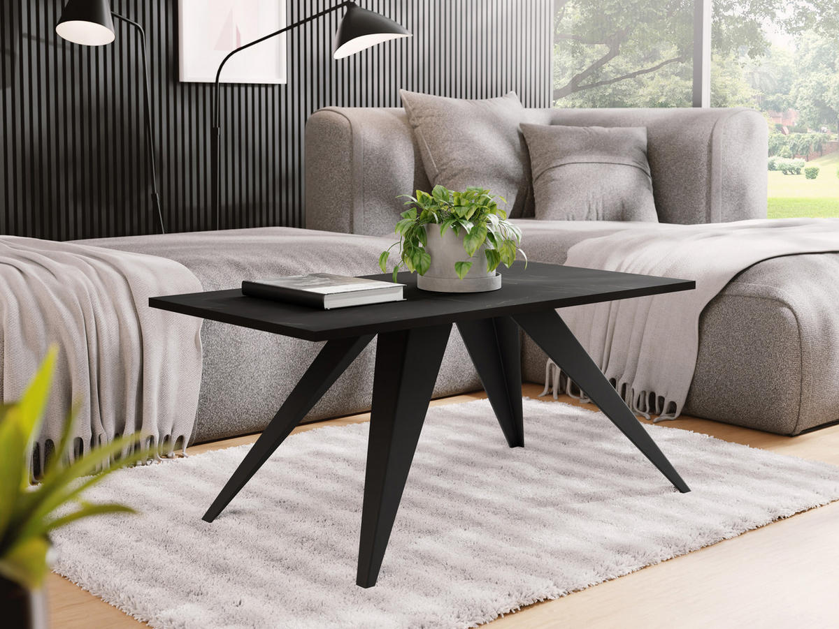 COUCHTISCH Vance rechteckig, Marmor Schwarz 120/60/48 cm - Anthrazit/Schwarz, Holzwerkstoff/Metall (60/120/48cm) - WFL GROUP
