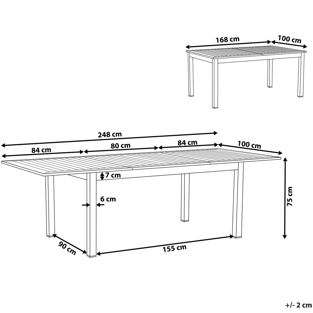 GARTENTISCH dunkelgrau ausziehbar 168/248x100 cm Pancole - Dunkelgrau, Metall (248/100/75cm) - Beliani