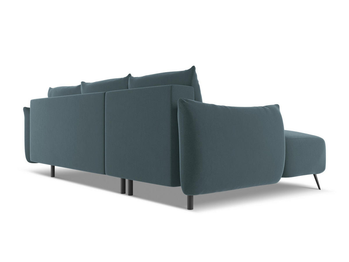 ECKSOFA mit Schlaffunktion Samt Stoff Blau - Blau/Petrol, Textil/Metall (162/242cm) - Makamii