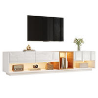 TV-LOWBOARD 190 x 38 x 42 cm, Hochglanztüren, LED, offener Stauraum, Weiß - Weiß, Holzwerkstoff (190/42/38cm)