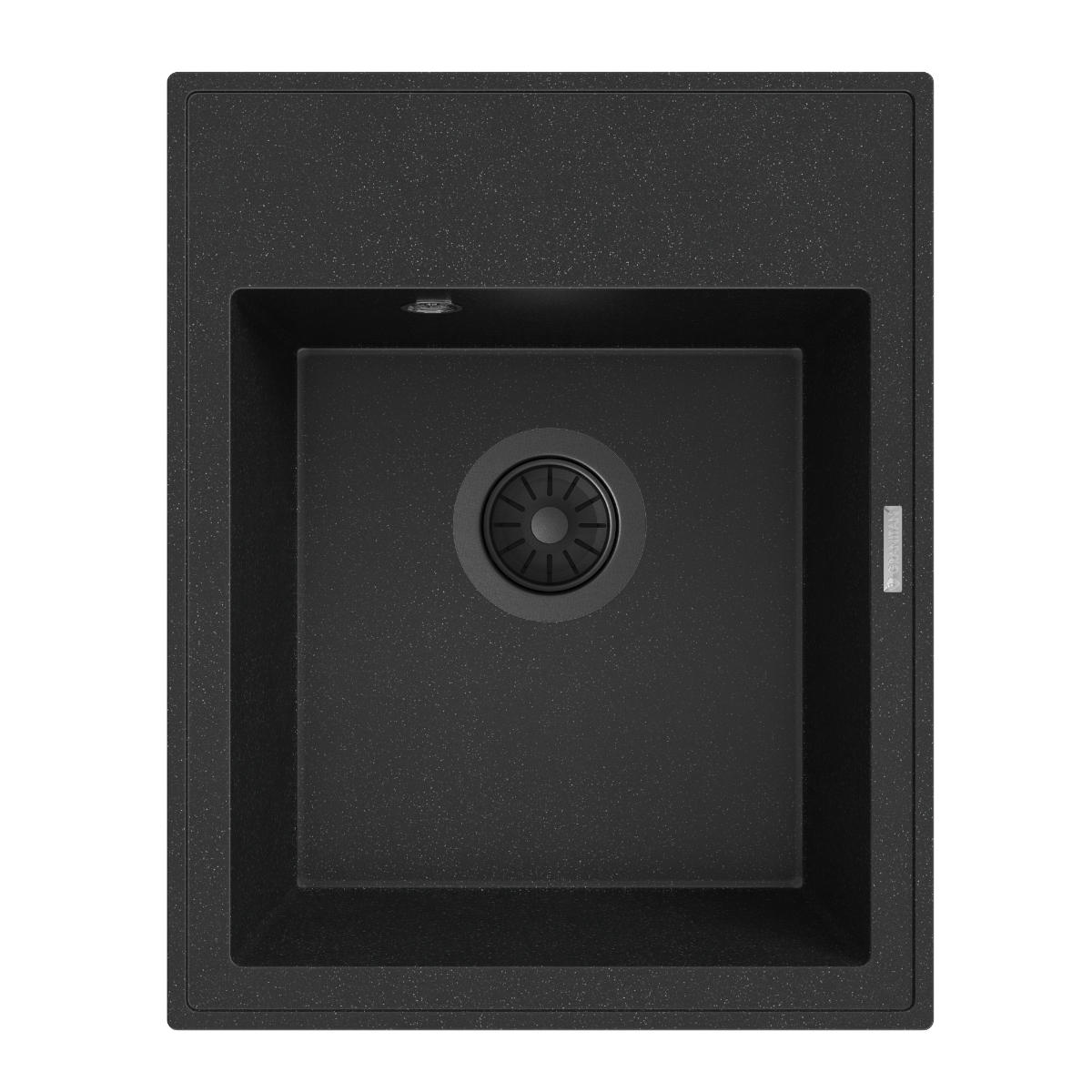 GRANITSPÜLE Nero mit Batterie - Schwarz, Kunststoff/Stein (40/20/50cm) - Granitan