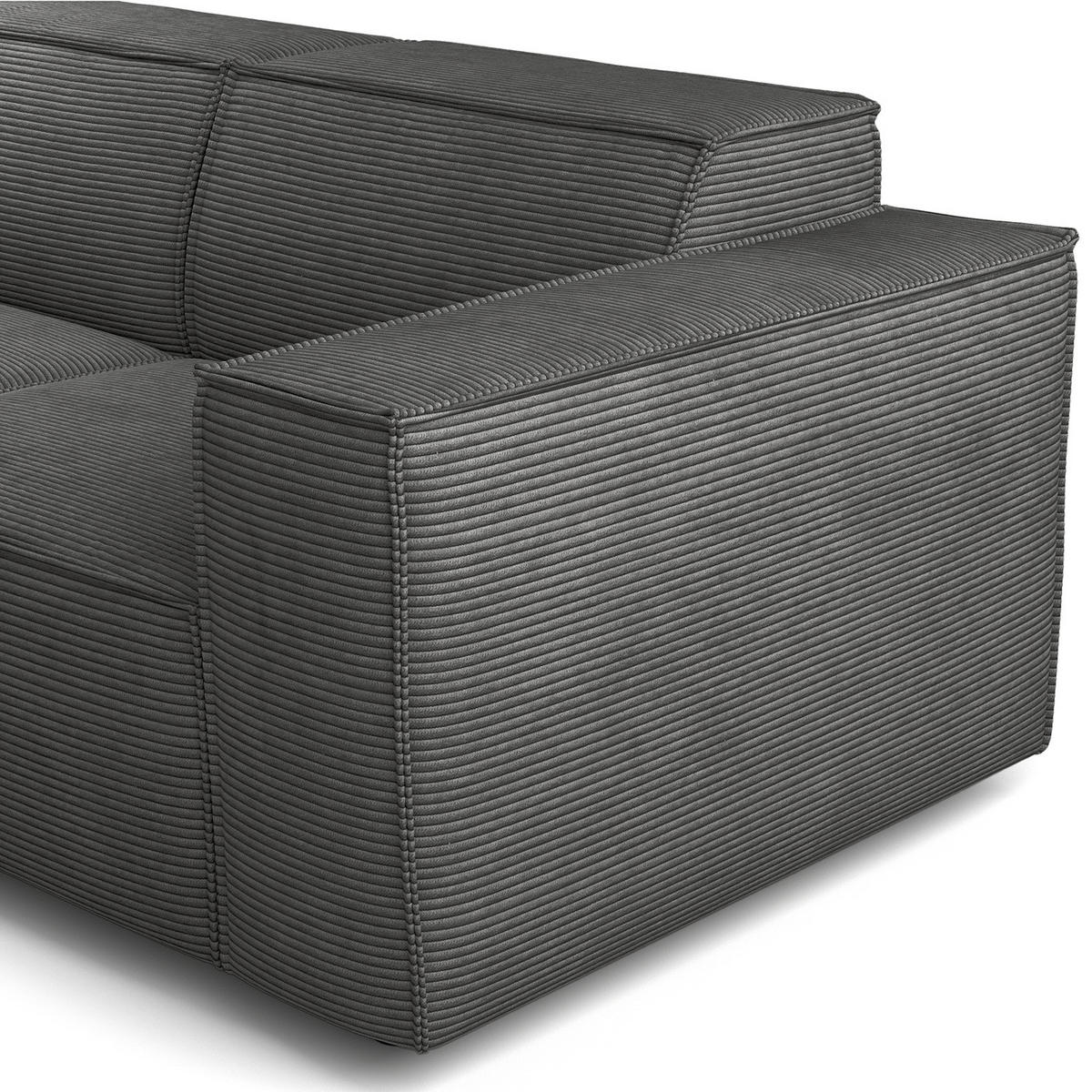 ECKSOFA mit Longchair - Anthrazit/Schwarz, Kunststoff/Textil (294/177cm) - home24