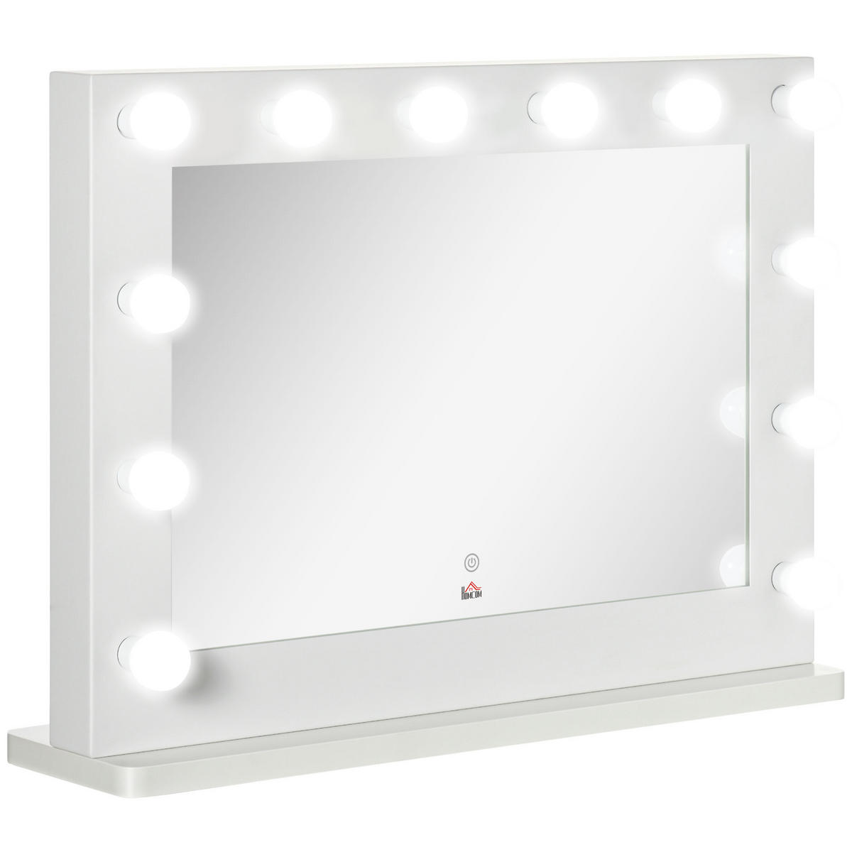 HOLLYWOOD Spiegel 80 x 60 cm Schminkspiegel mit LED-Beleuchtung, Touchschalter - Weiß, Metall (60/20/80cm) - HOMCOM