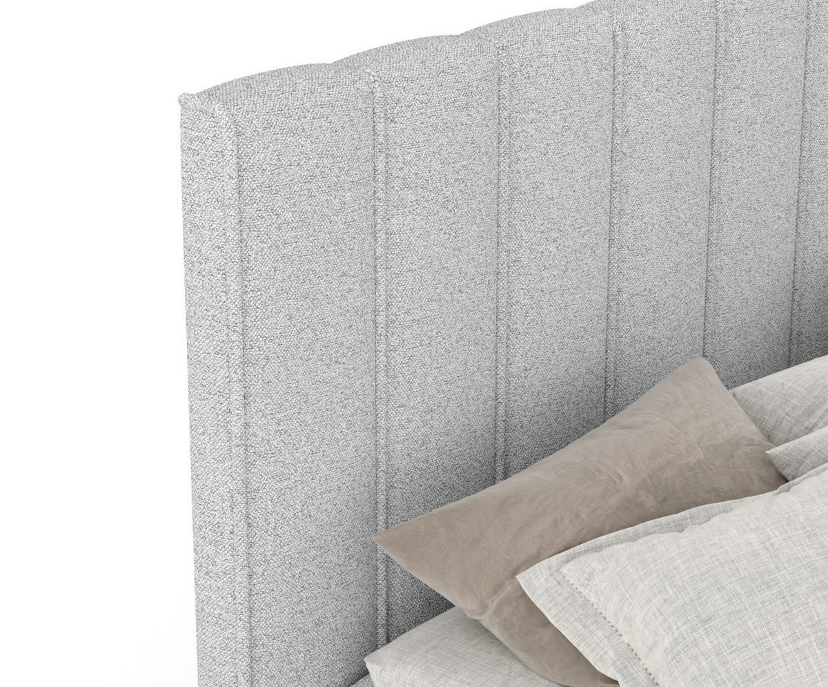 BOXBETT Moretti Hellgrau 140/200 cm mit Matratze und Topper - Hellgrau/Schwarz, Holz/Holzwerkstoff (140/200cm) - Maison de Reve