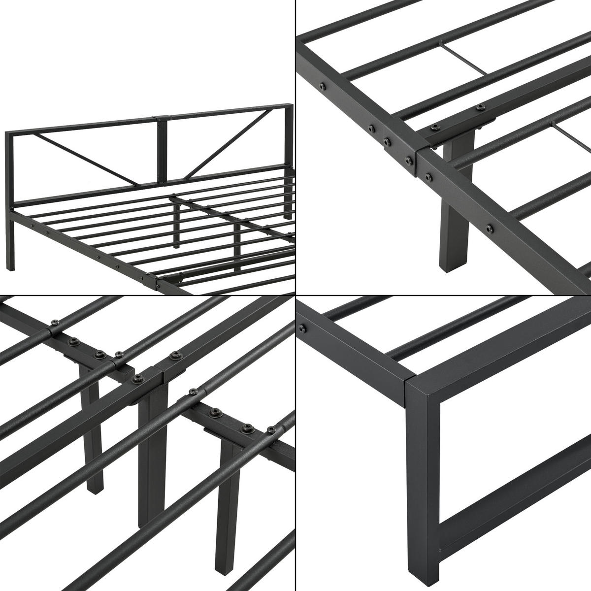 METALLBETT Meran - Schwarz, Metall (180/200cm) - [en.casa]