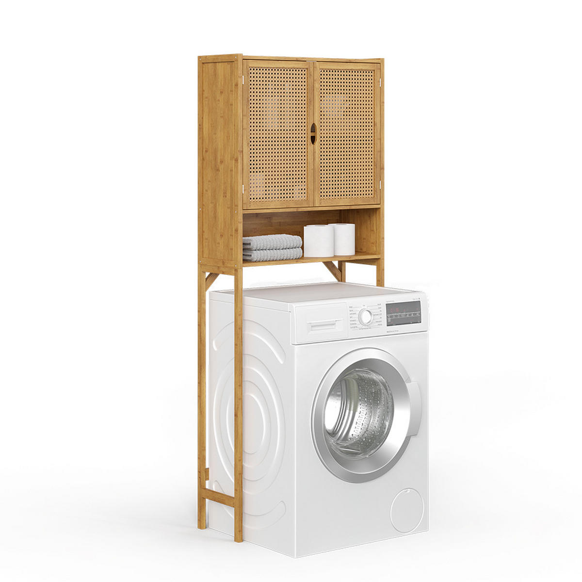 WASCHMASCHINENSCHRANK Liora Bambus 66 x 168 cm mit 2 Türen - Grün, Holzwerkstoff (66/168/25cm) - Vicco
