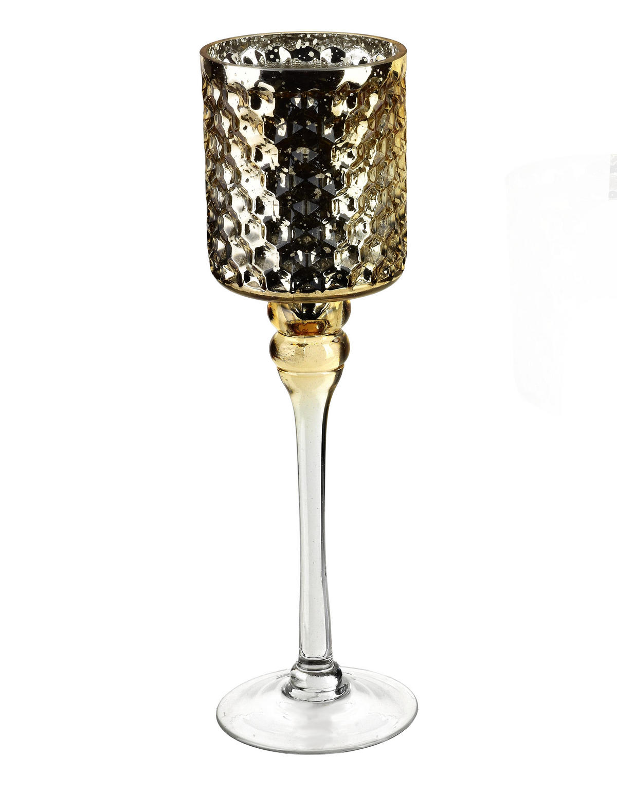 KERZENHALTER Donna Gold 12x12x32 cm Glas - Goldfarben, Glas (12/32/12cm) - Mondex