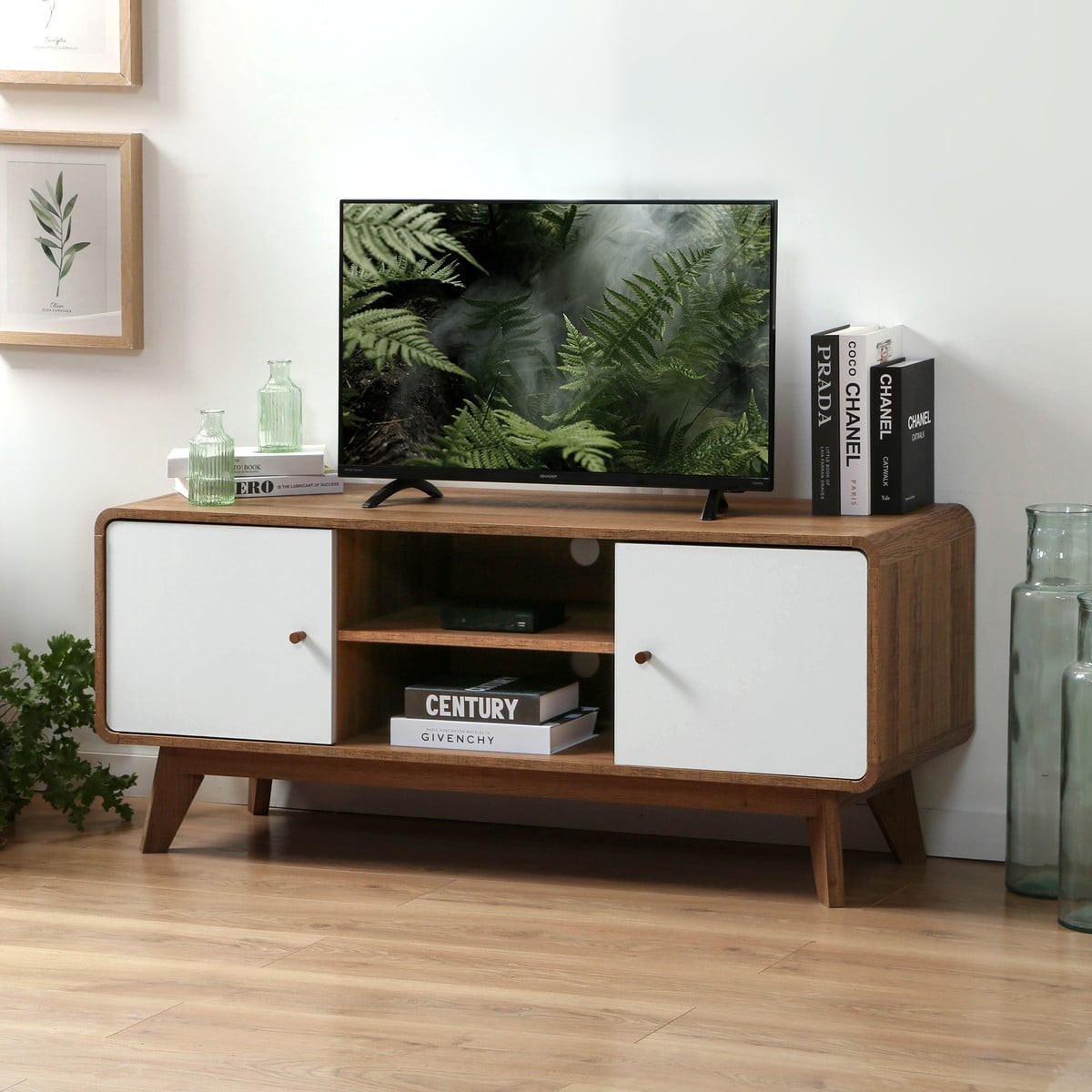 TV-MÖBEL 2 türen und 2 fächer albura 39/53/128,5 cm - Nussbaumfarben, Holzwerkstoff (39/53/46.5cm) - Calicosy