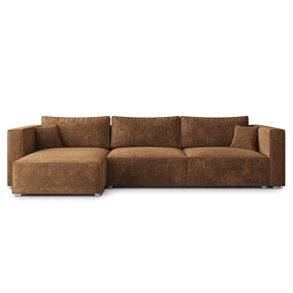 ECKSOFA TOLMO LM Hellbraun Chenille mit Schlaffunktion - Hellbraun, Holzwerkstoff/Textil (347/148cm) - MASSENO