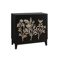 SIDEBOARD 80 cm mit 2 Türen und verstellbarem Einlegeboden, Blumenschnitzerei, Schwarz - Schwarz, Holzwerkstoff (80/76/38cm) - Redom