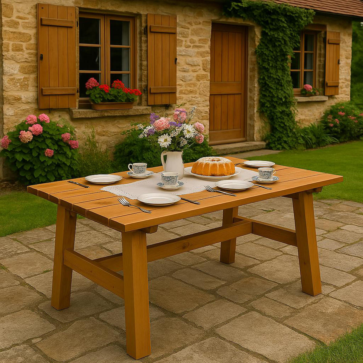 GARTENTISCH Drieburg 72x150cm aus Kiefer massiv - Braun, Holz (72/150/74cm) - TPFGarden