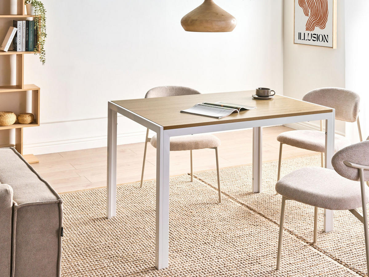 JÍDELNÍ STŮL Hnědý/Bílý 120/80 cm Mann - světle hnědá, kompozitní dřevo (120/80/75cm) - Beliani