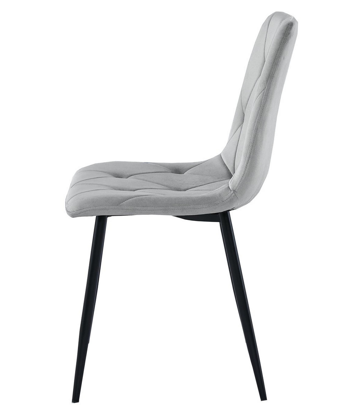 ESSZIMMERSTUHL 4-er Set TYRA silbergrauer Sitz, schwarze Beine - Silberfarben/Schwarz, Textil (44.5/87/54.5cm) - Valora