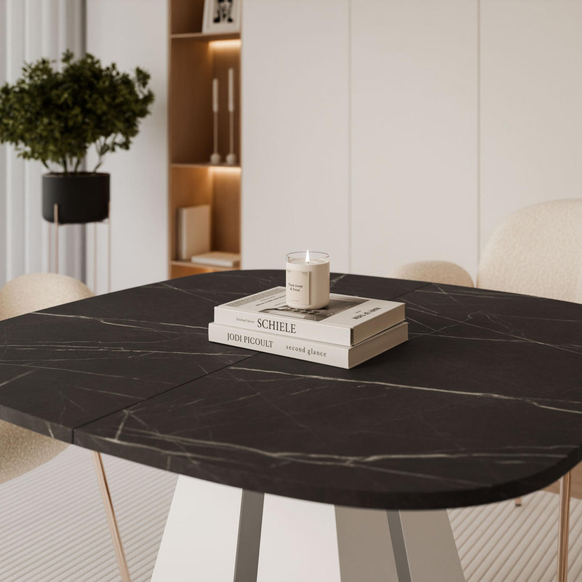 AUSZIEHTISCH ZELO 120/60/76 cm, Weiß / Grigia Pietra (Steingrau) - Weiß/Grau, Holzwerkstoff/Metall (60/120/76cm) - Idohome