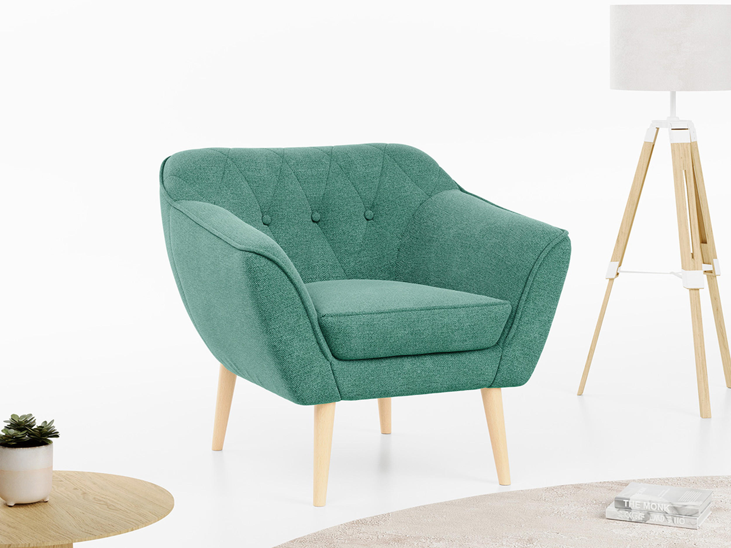 SESSEL Pirs 1 Sitzer Strukture Grün - Braun/Grün, Holz/Textil (80/75/74cm) - MKS