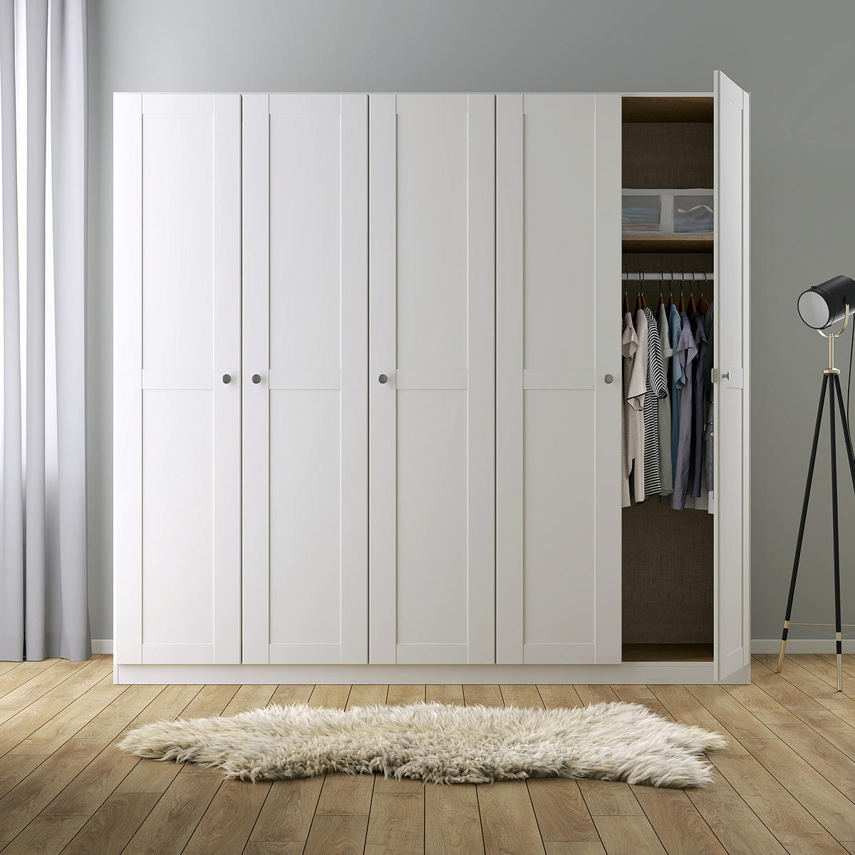 DREHTÜRENSCHRANK - Spanplatte - Alpinweiß - Weiß, Holzwerkstoff (226/210/54cm) - home24