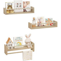 KINDER-WANDREGAL 3er Set, Massivholz, 50 x 15 x 14 cm - Naturfarben, Holz (50/15/14cm) - Woltu