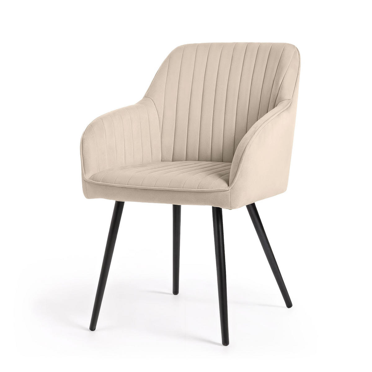 POLSTERSTUHL 2er Set, Metallbeine Creme, Schwarz 54,5/82/58 - Creme/Schwarz, Textil (55/82/58cm) - RAUMHIRSCH FURNITURE