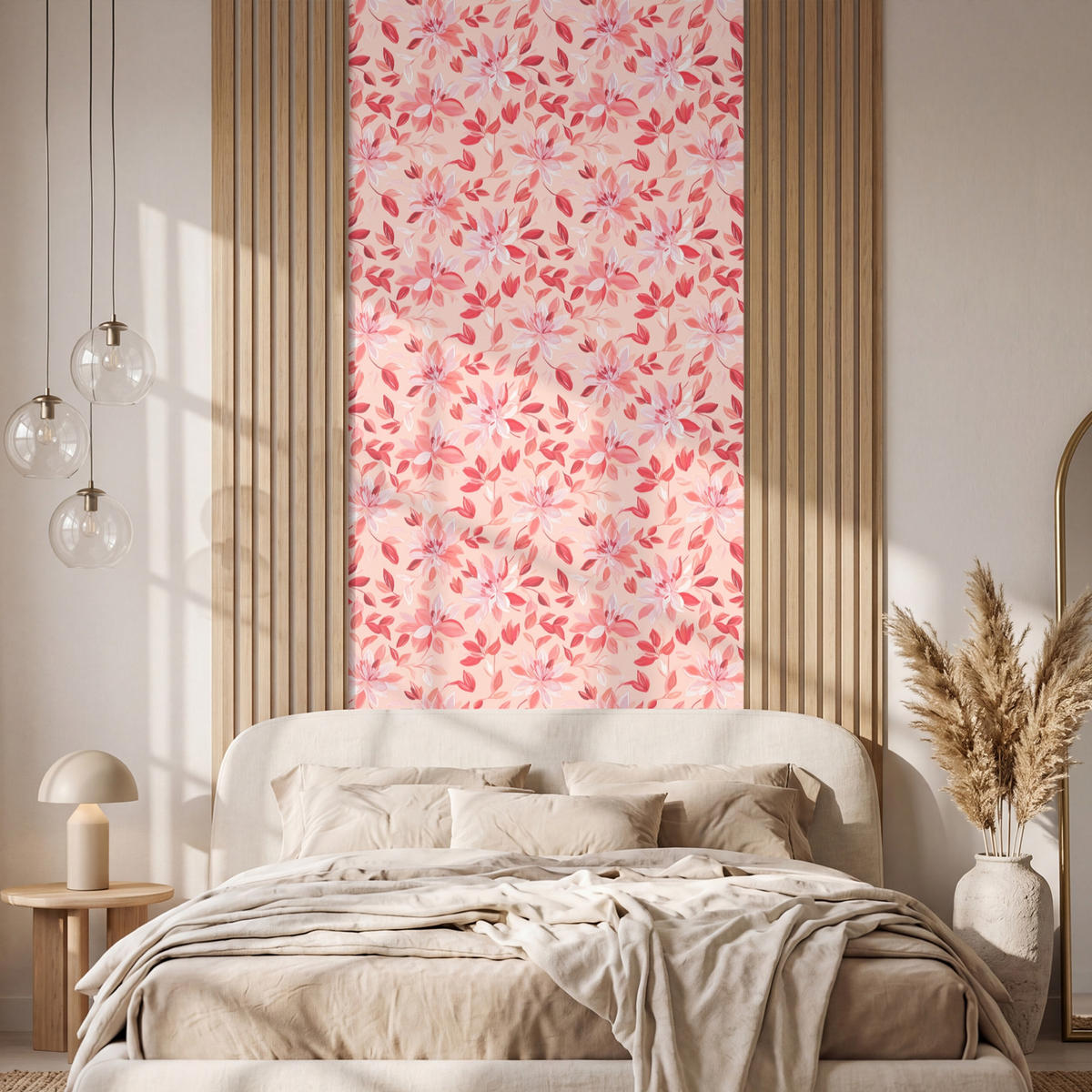 TAPETE - Botanisch - Blumen - Rot - 100x240 cm - Koralle, Papier (100/240cm) - OnlyWow