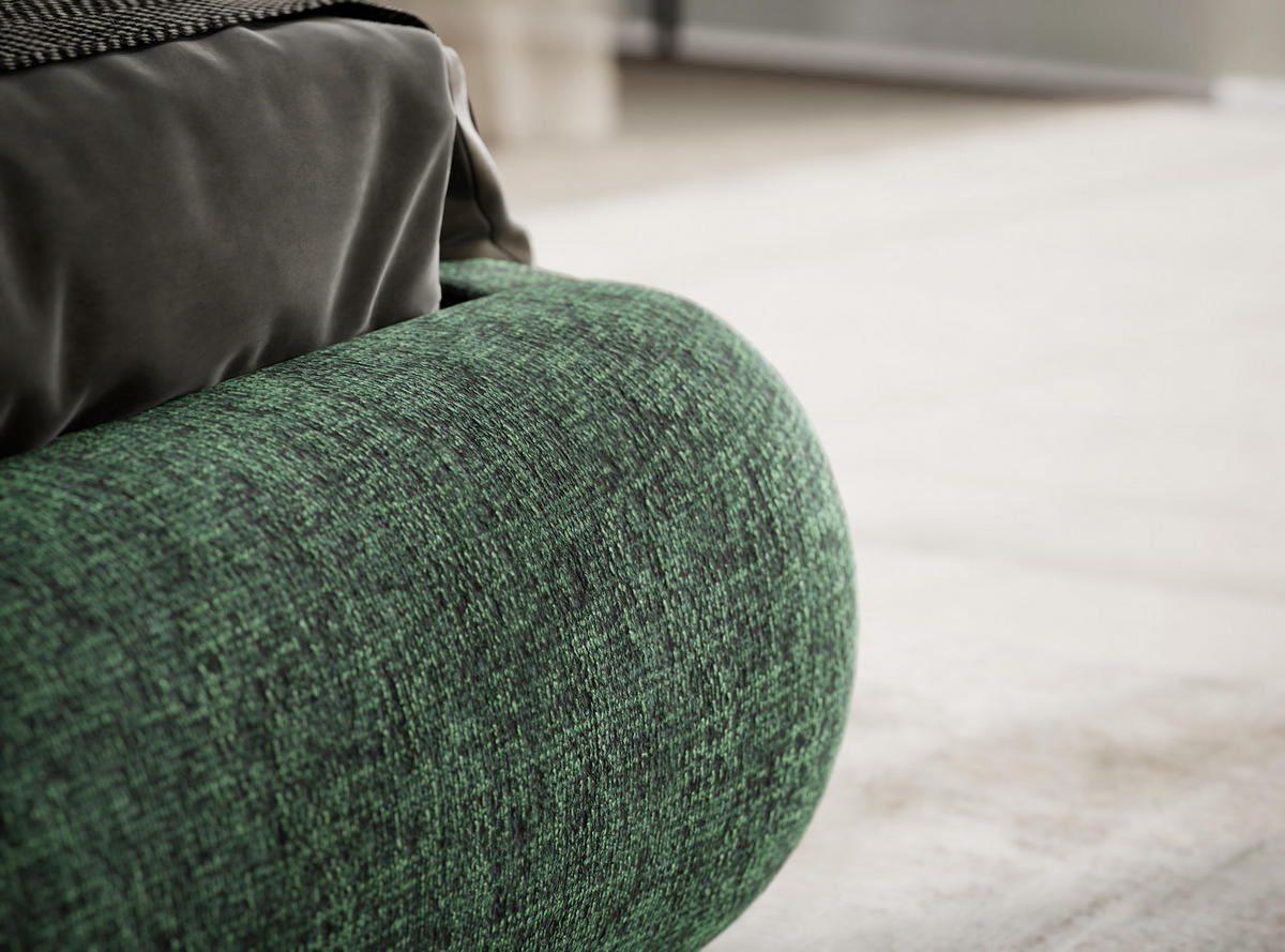 POLSTERBETT Maumere Dunkelgrün 160/200 cm im Chenille-Stoff - Dunkelgrün/Schwarz, Holz/Holzwerkstoff (160/200cm) - Maison de Reve