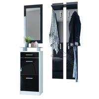 GARDEROBE Loret Front in Schwarz Hochglanz - Schwarz Hochglanz, Holzwerkstoff (140/200/23cm) - Vladon