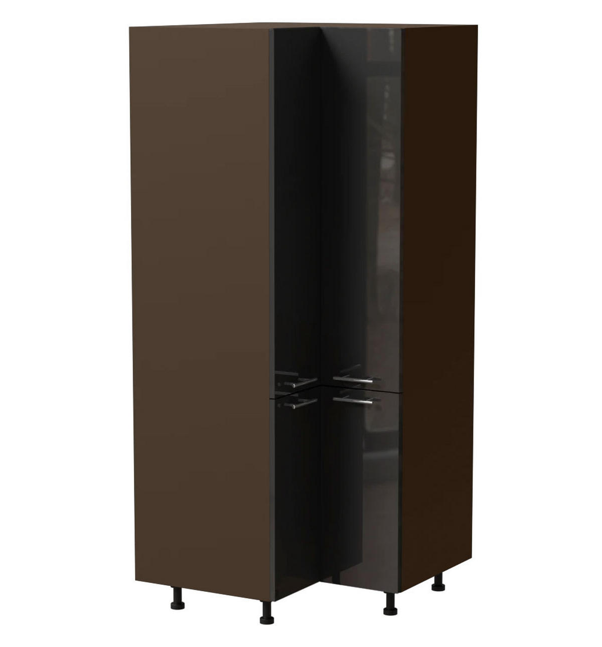 ECKVORRATSSCHRANK Essen D24N/207 Graphit Hochglanz / Lava Matt 90 / 90 / 207cm - Dunkelgrau/Graphitfarben, Holz/Holzwerkstoff (90/207/90cm) - Feldmann-Wohnen