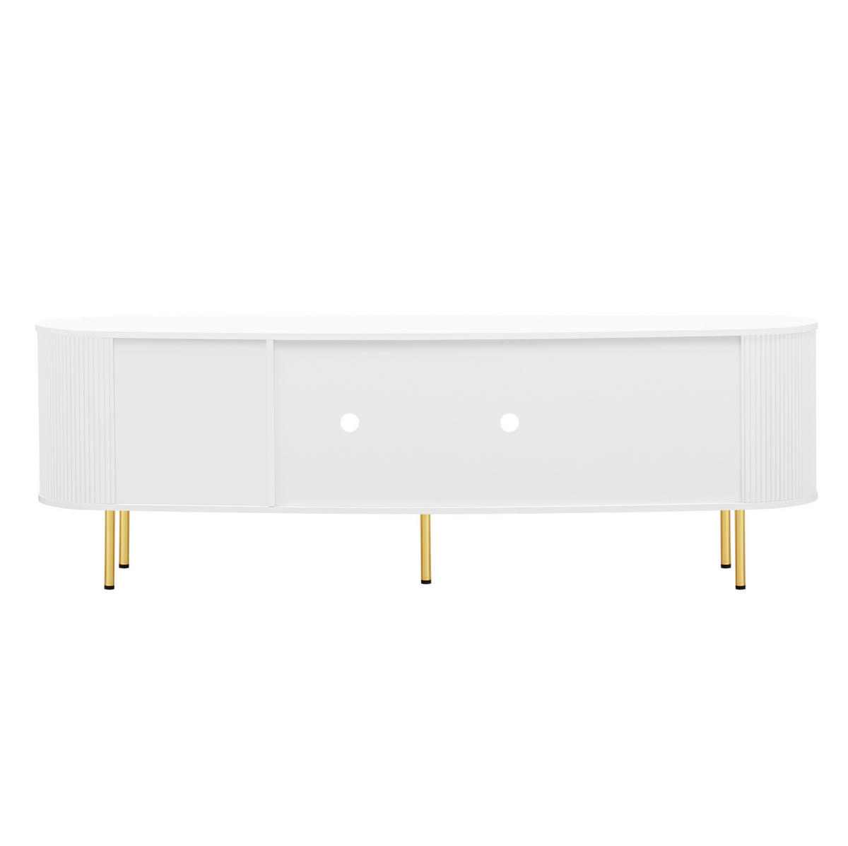 LOWBOARD 170/35/55 cm Weiß/Gold aus MDF mit 4 Glastüren - Weiß, Holzwerkstoff (35/55/170cm) - OKMYHOME
