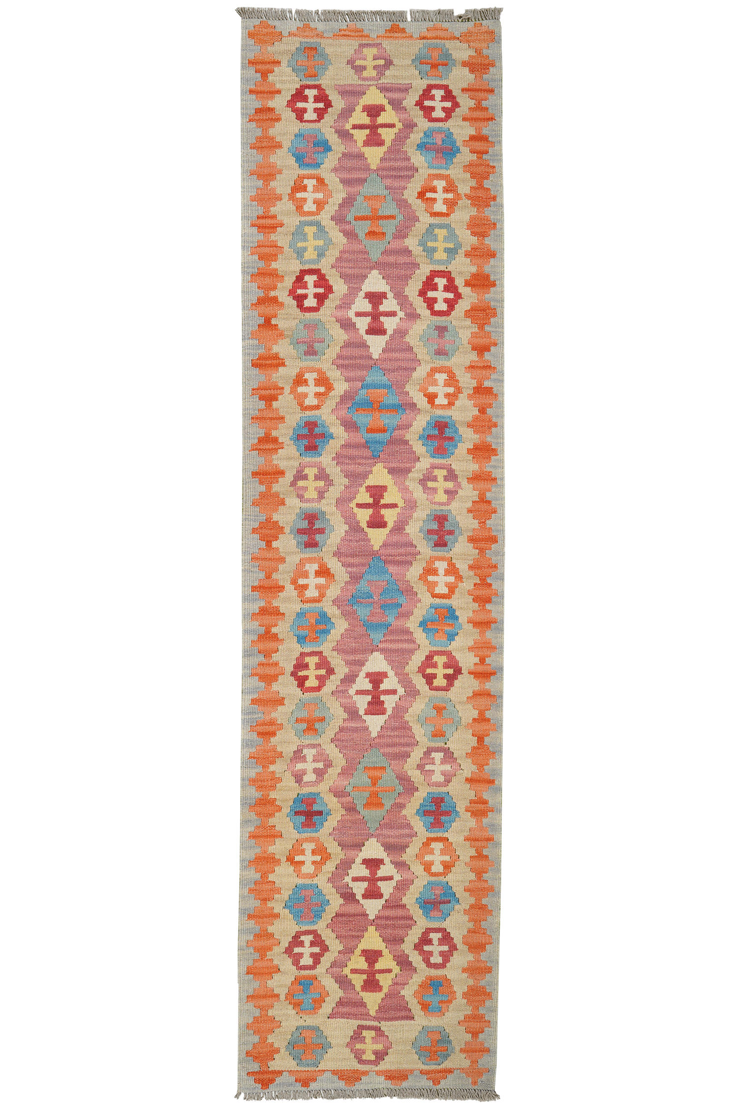 HANDWEBTEPPICH Kelim Gashgai Rot 249/60 cm Schurwolle - Rot, Textil (60/249cm) - Looma