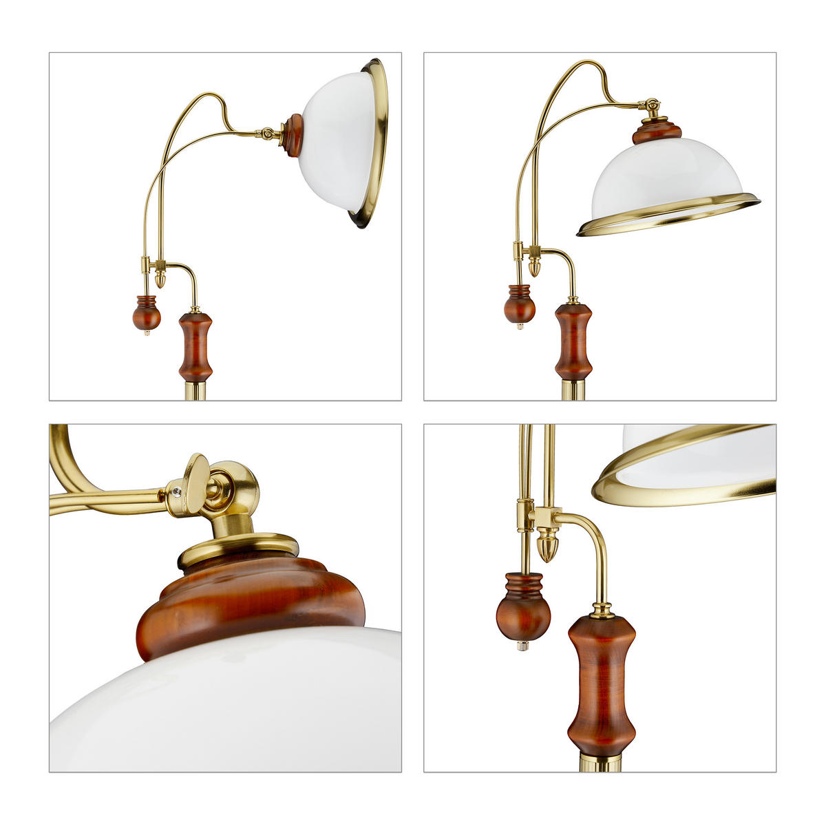 STEHLAMPE - Multicolor, Glas/Holz (36/40/166cm) - Relaxdays