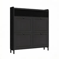 SCHUHKIPPER DE-38079 100/19,5/107 cm mit 4 Klappfächern Schwarz - Schwarz, Holzwerkstoff (100/107/19.5cm) - ComfortXL