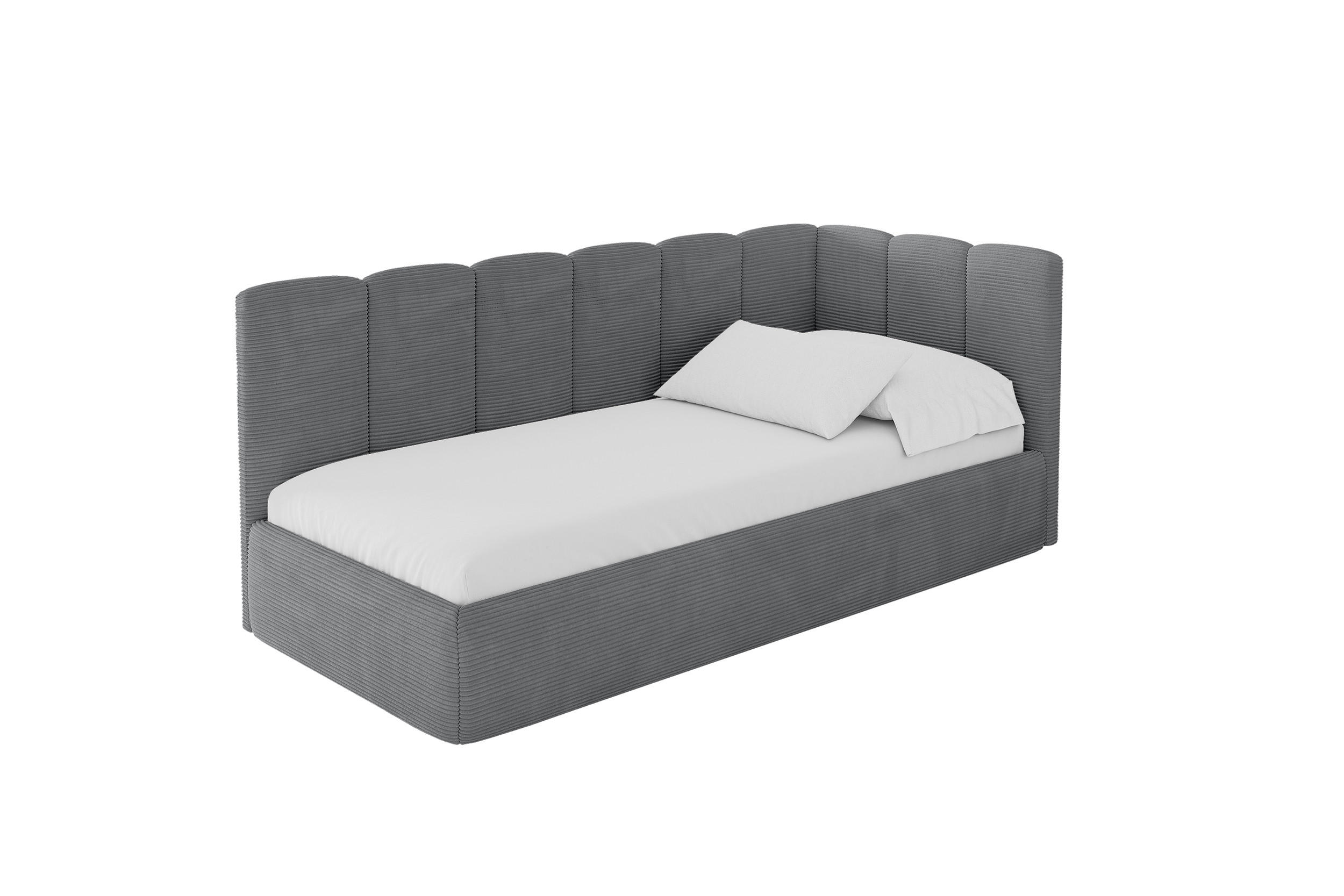ALTDECOR JEDNOLŮŽKOVÁ POSTEL pro mládež s úložným prostorem a matrací H3/H4, vlevo - DEXY 90x200 tmavě šedá