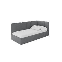 EINZELLBETT Jugendbett mit Bettkasten, Links - DEXY 90x200 Dunkelgrau - Graphitfarben, Holzwerkstoff/Textil (90/200cm) - ALTDECOR