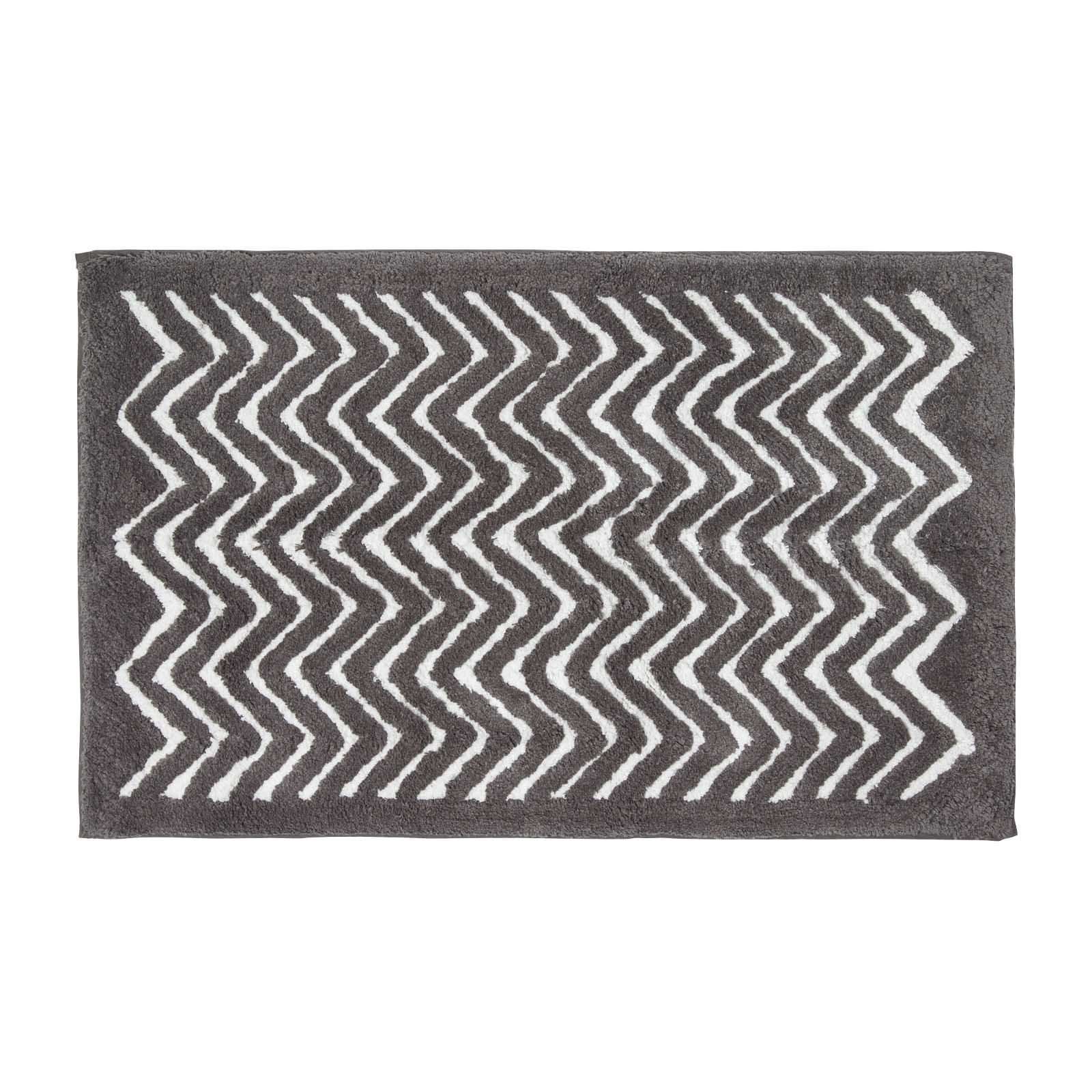 BADEMATTE 50/80 cm Chevron, Baumwolle - Grau, Textil (50/80cm) - Homescapes