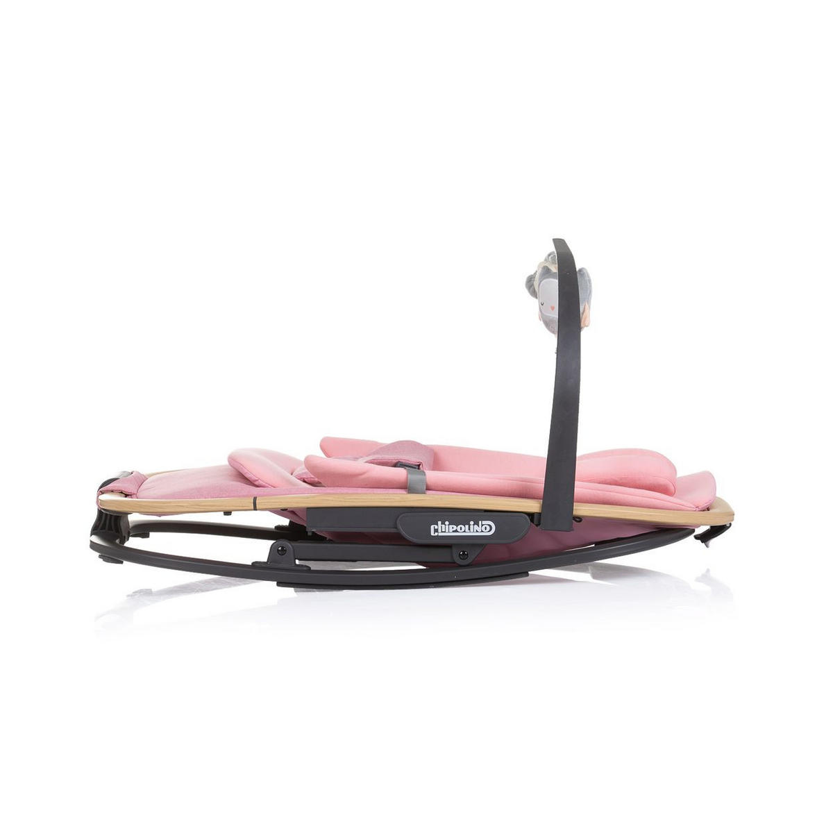BABYWIPPE Senso rosa Holzoptik, Kopfstütze, 3-Punkt-Gurt, verstellbare Rückenlehne - Rosa, Metall - Chipolino
