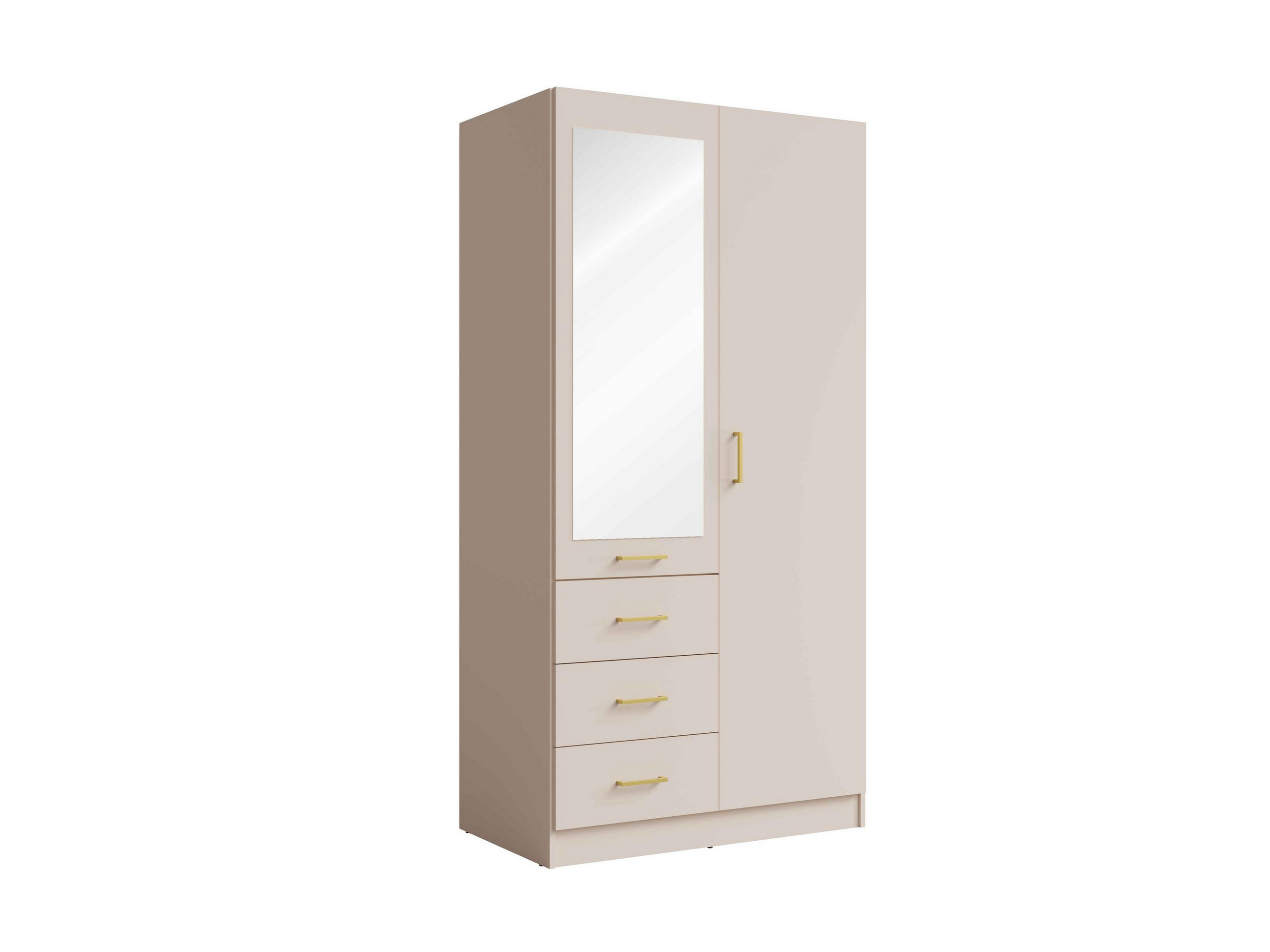 DREHTÜRENSCHRANK NEVARIS 101/200,5/58cm 2-türig mit Spiegel Sandbeige - Sandfarben, Holzwerkstoff (101/200.5/58cm) - MASSENO