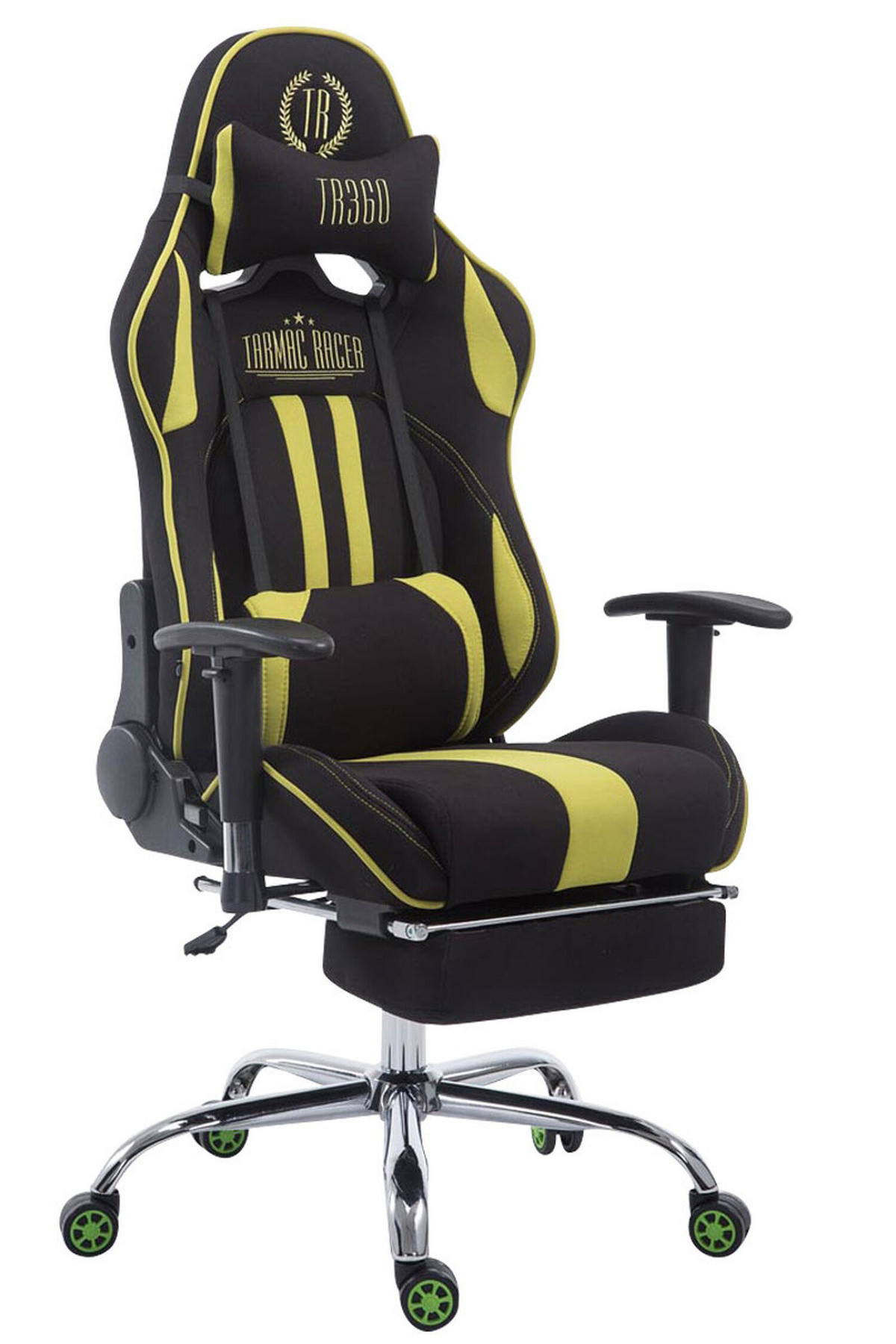 GAMINGSTUHL Limitless-2, Stoff mit Fußablage Schwarz/Grün - Grün, Textil/Metall (70/135/58cm) - TPFLiving